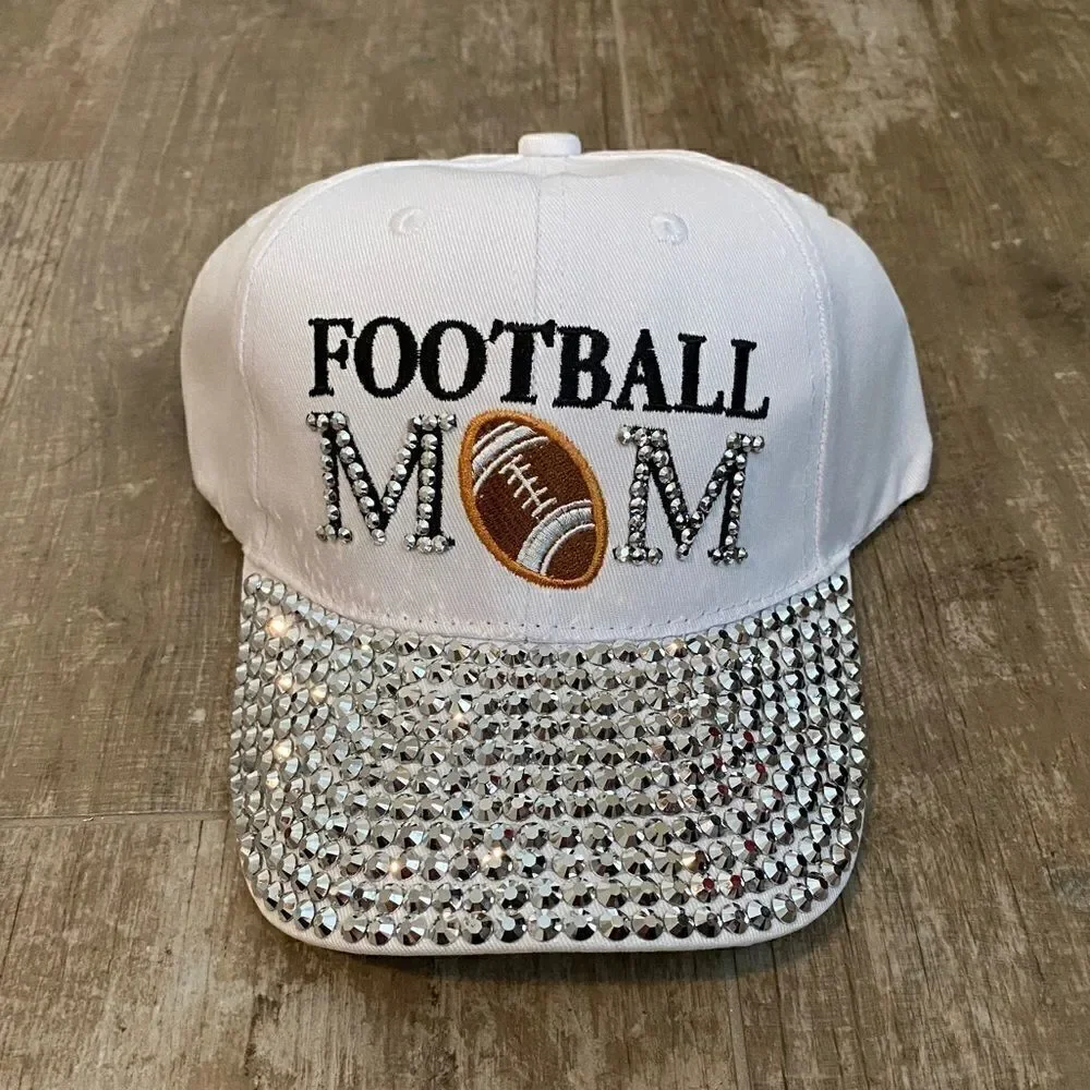 Football Mom Rhinestone Cap